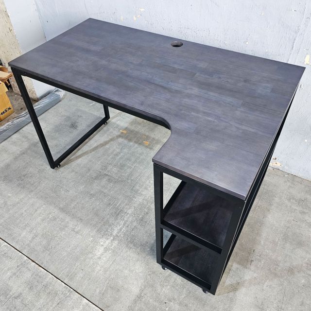 Bàn góc L liền kệ 120x80cm gỗ cao su CD68042