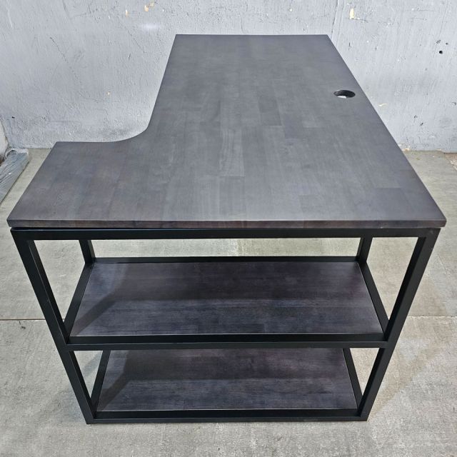 Bàn góc L liền kệ 120x80cm gỗ cao su CD68042