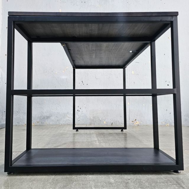 Bàn góc L liền kệ 120x80cm gỗ cao su CD68042