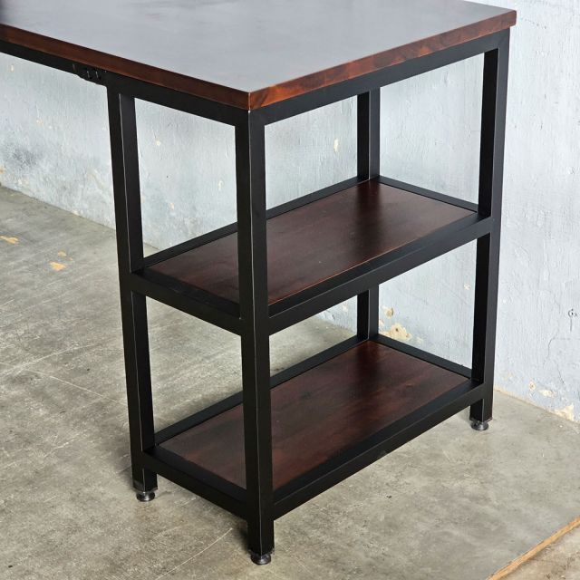 Bàn góc L liền kệ sách 160x140x158cm gỗ tràm FD68087