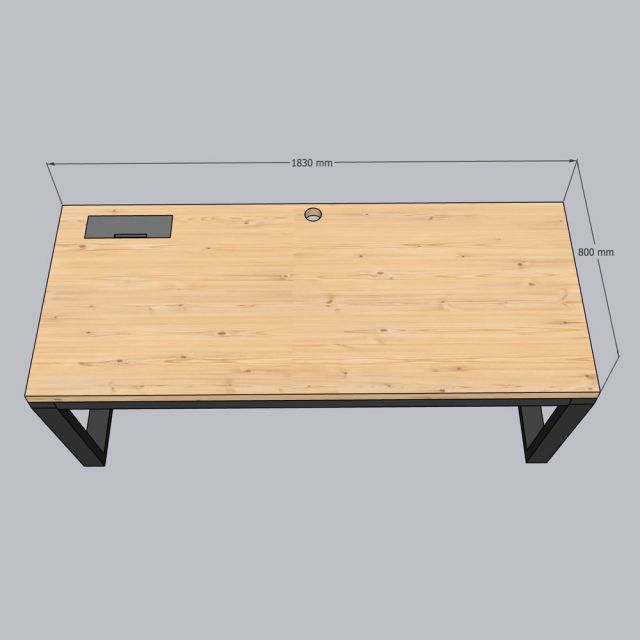Bàn làm việc có hộp điện 180x80cm gỗ thông ZD030