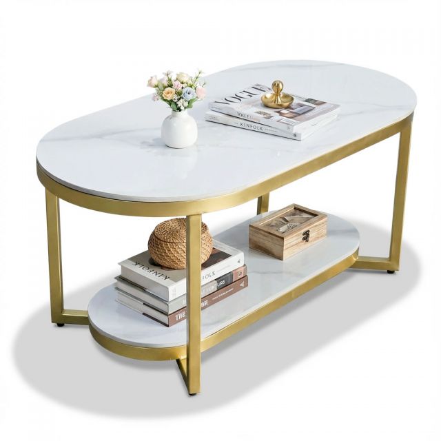 Bàn sofa Oval 100x50x45cm mặt ceramic TT68359