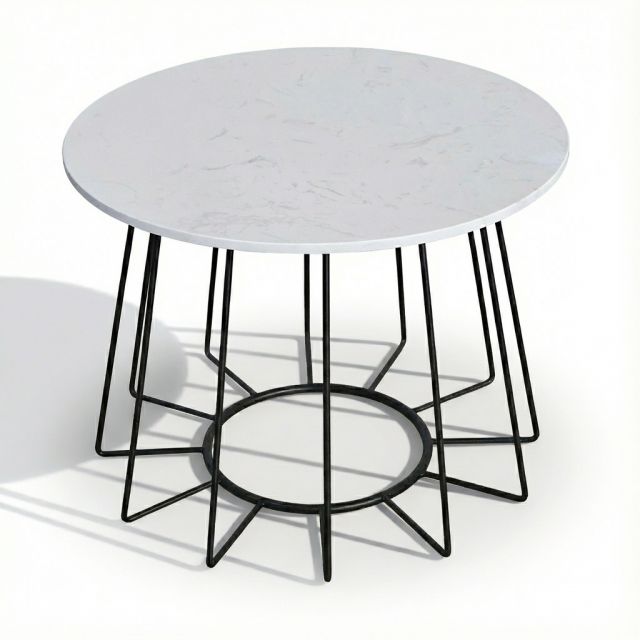 Bàn sofa tròn mặt ceramic khung sắt TT68238