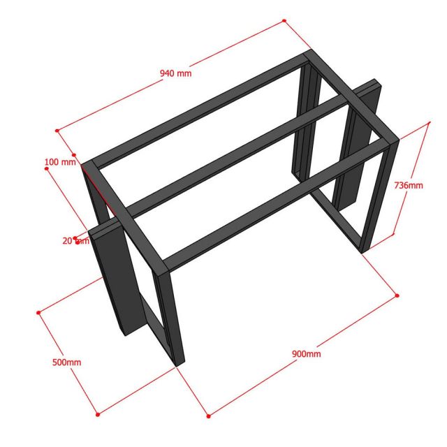 Chân sắt cho bàn ăn 200x80cm sơn tĩnh điện CHB68093