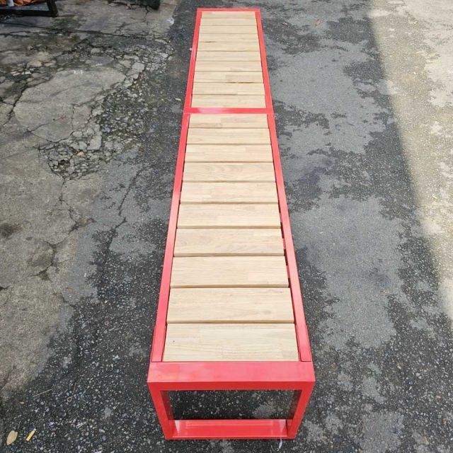 Ghế băng dài 240x40x45cm gỗ cao su chân sắt lắp ráp GBD040