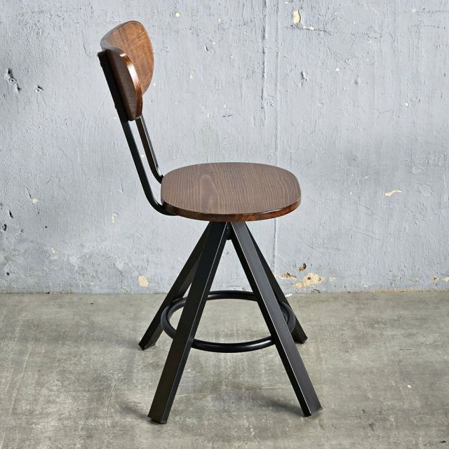 Ghế cafe gỗ chân sắt có lưng tựa