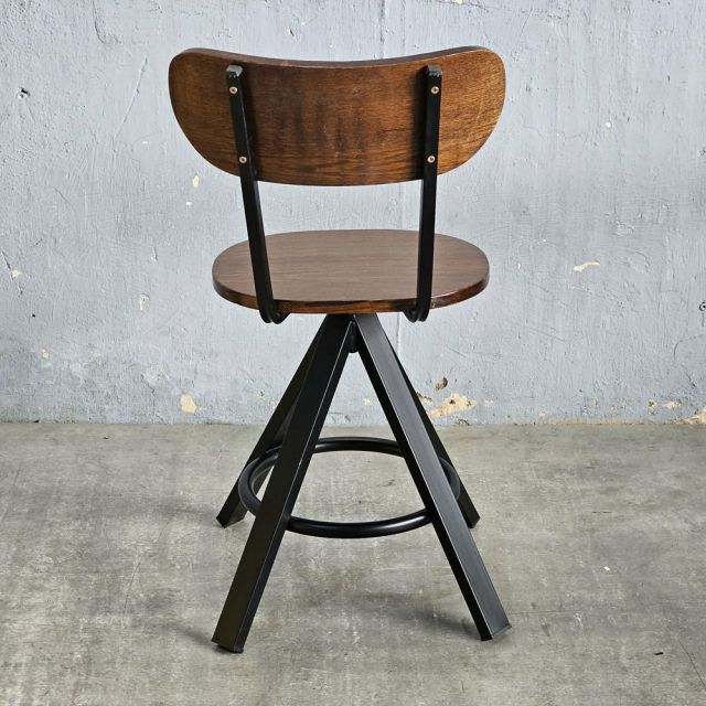 Ghế cafe gỗ chân sắt có lưng tựa