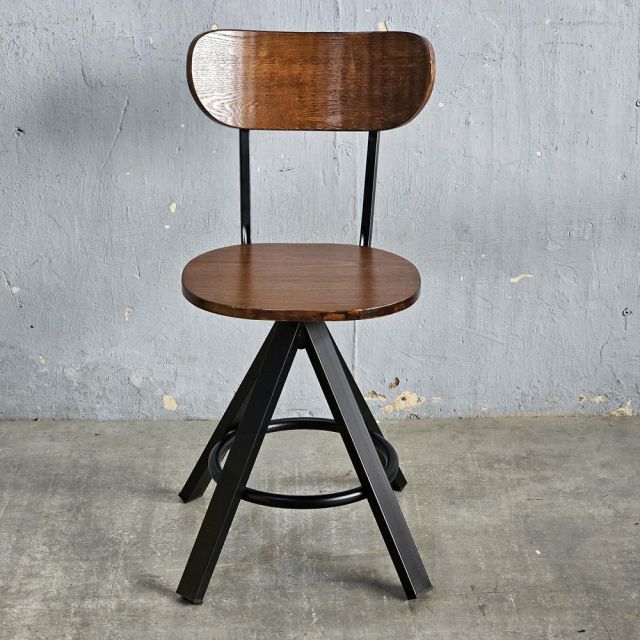 Ghế cafe gỗ chân sắt có lưng tựa