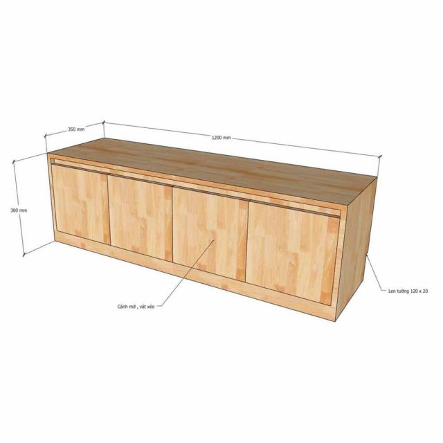 Ghế băng có hộc để giày 120x35x38cm gỗ cao su GBD069