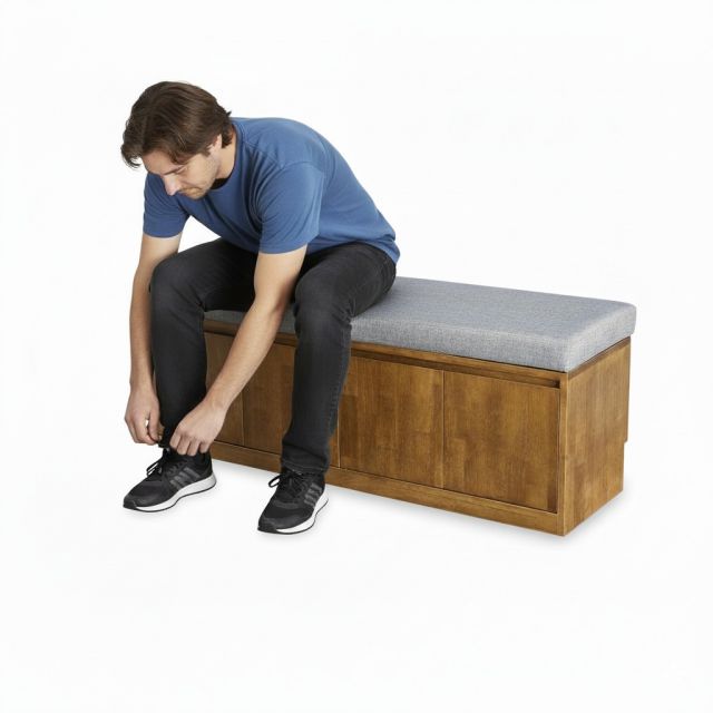 Ghế băng có hộc để giày 120x35x38cm gỗ cao su GBD069