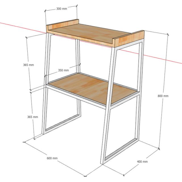 Kệ để lò nướng, lò vi sóng 60x40x80cm gỗ cao su KVS68014