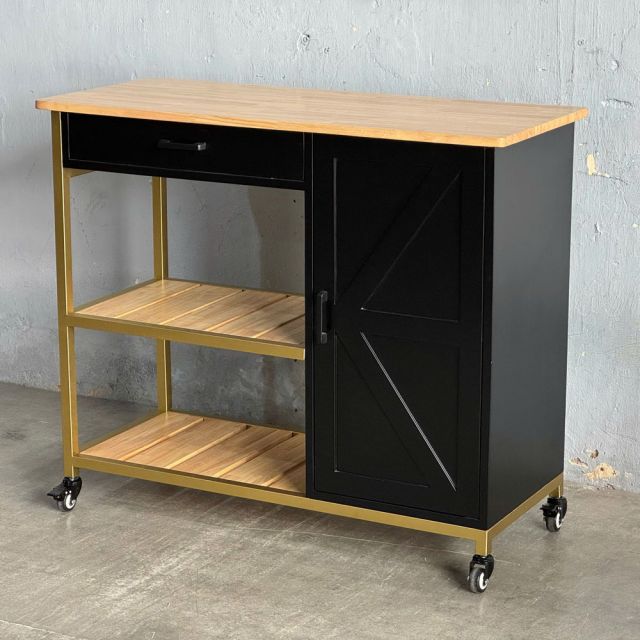 Kệ bếp di động REXO 105x45x95cm gỗ cao su KB68068