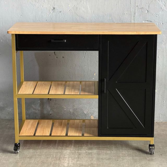 Kệ bếp di động REXO 105x45x95cm gỗ cao su KB68068