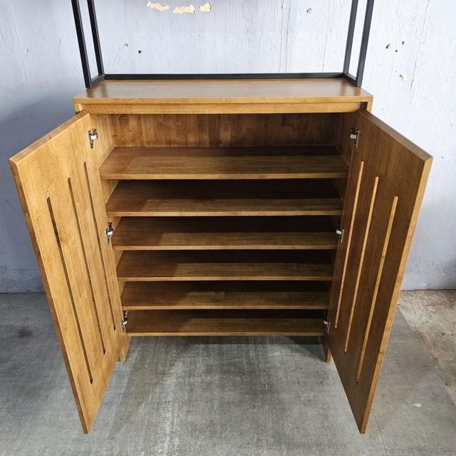 Kệ để giày có giá móc đồ 100x35x224cm gỗ cao su KG68109