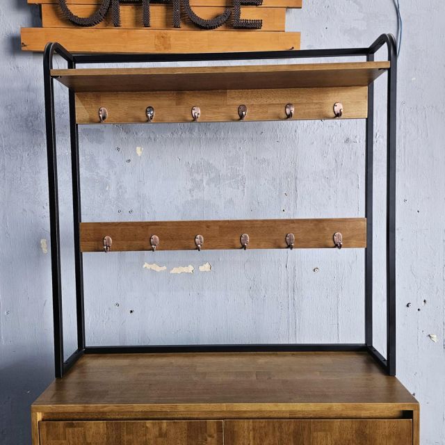 Kệ để giày có giá móc đồ 100x35x224cm gỗ cao su KG68109