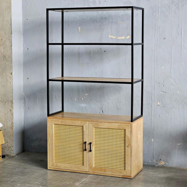 Kệ tủ trang trí 100x40cm gỗ cao su khung sắt KTT68050