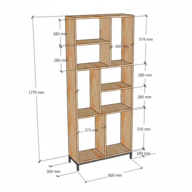 Kệ trang trí 80x30x188cm gỗ cao su KS68356