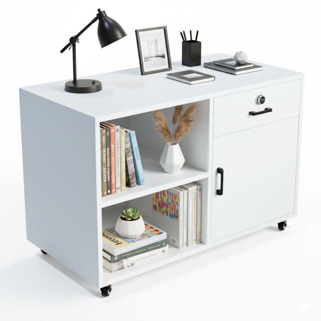 Tủ di động khóa số 80x40x65cm gỗ cao su TCN68083