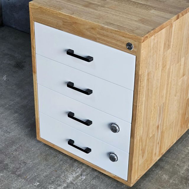 Tủ cá nhân 48x56x66cm gỗ cao su khung chân sắt KTB68244