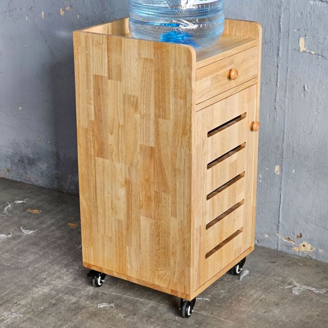 Tủ để bình nước di động 40x40x85cm gỗ cao su TDBN001