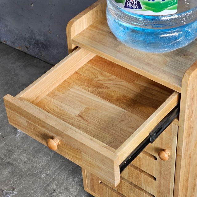Tủ để bình nước di động 40x40x85cm gỗ cao su TDBN001
