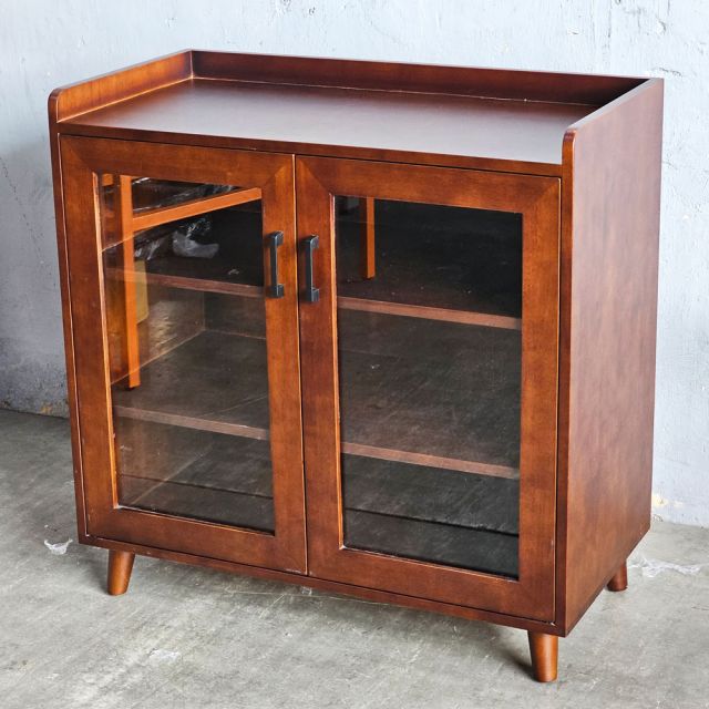 Tủ để đồ cửa kính 90x45x80cm gỗ cao su KTB68245