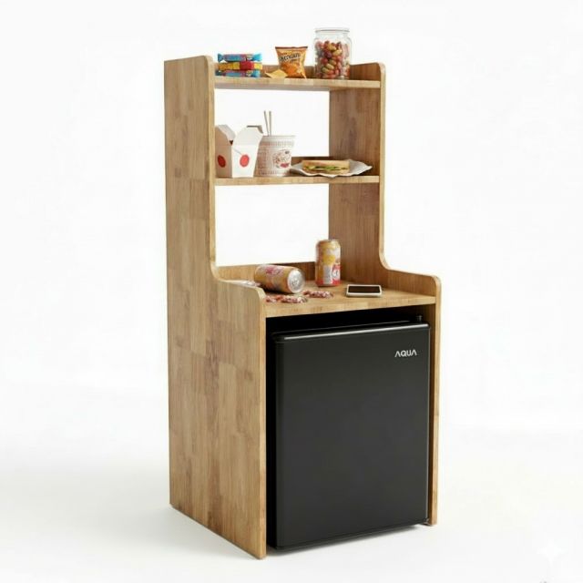 Kệ để tủ lạnh mini 50 lít 54x50x120cm gỗ cao su KTLA003