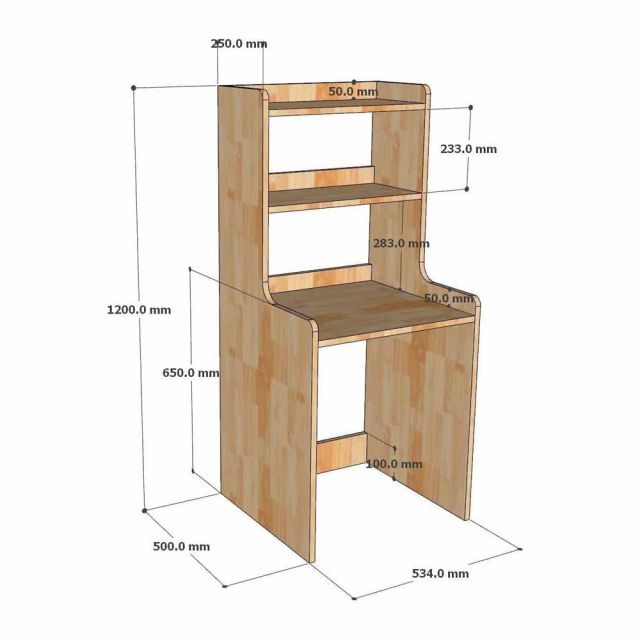 Kệ để tủ lạnh mini 50 lít 54x50x120cm gỗ cao su KTLA003