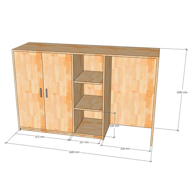 Tủ TV đa năng 160x45x100cm gỗ cao su KTV68036