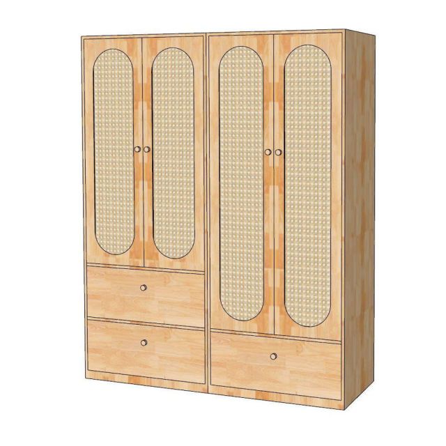 Tủ quần áo 160x55x200cm gỗ cao su TQA68080