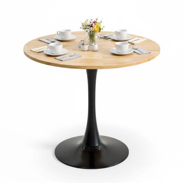 Bàn cafe tròn 70x70cm gỗ cao su chân Tulip CFD68286