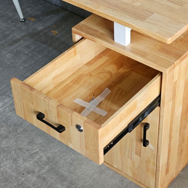 Bàn làm việc gác tủ 140x60cm gỗ cao su hệ CONE HBCO066