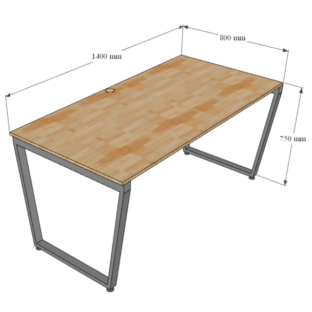 Bàn làm việc 140x80cm gỗ cao su hệ Trapez HBTC052