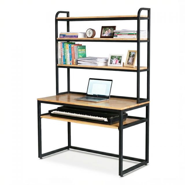 Bàn làm việc có khay đàn 120x60x180cm gỗ cao su FD68088