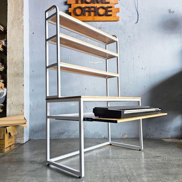 Bàn làm việc có khay đàn 120x60x180cm gỗ cao su FD68088