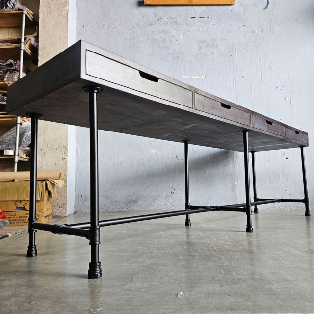 Bàn chân ống nước sắt TANDI 240x60x75cm gỗ tự nhiên BD68154