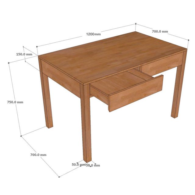 Bàn làm việc 120x70cm gỗ cao su BD68170