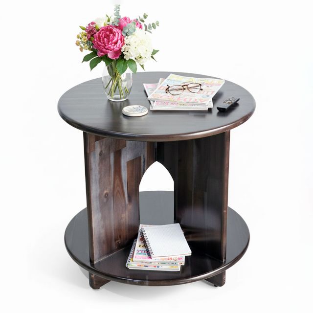 Bàn sofa tròn 2 tầng 70x70cm gỗ tràm TT68360