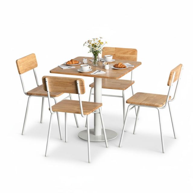 Combo bàn cafe vuông 70cm và 4 ghế tựa CBCF354