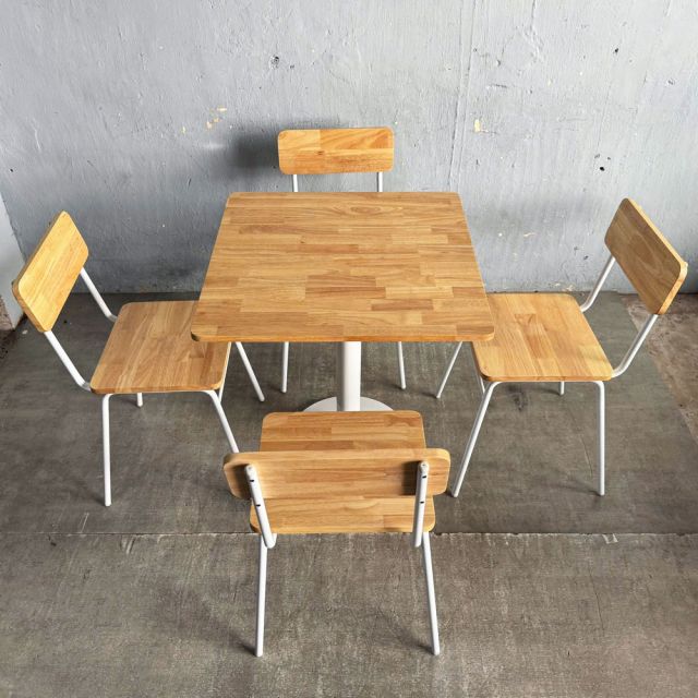 Combo bàn cafe vuông 70cm và 4 ghế tựa CBCF354