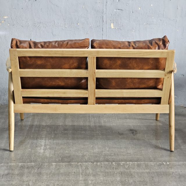 Ghế sofa đôi nệm da Si chân tiện gỗ cao su SFB68110