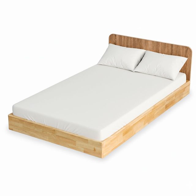 Giường ngủ 120x200cm gỗ cao su đầu giường gỗ plywood GN68059