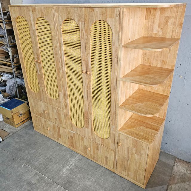Hệ tủ quần áo 200x55x200cm gỗ cao su TQA68083