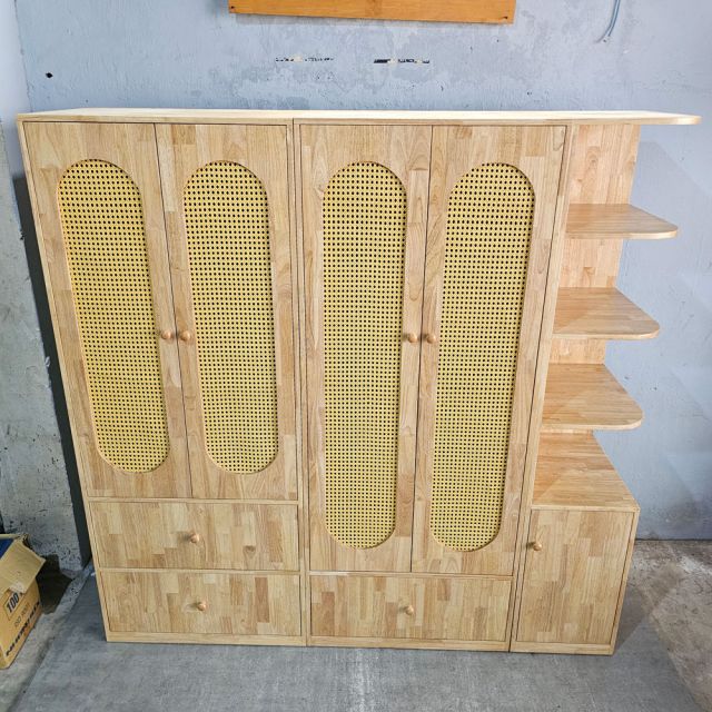 Hệ tủ quần áo 200x55x200cm gỗ cao su TQA68083