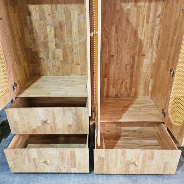 Hệ tủ quần áo 200x55x200cm gỗ cao su TQA68083