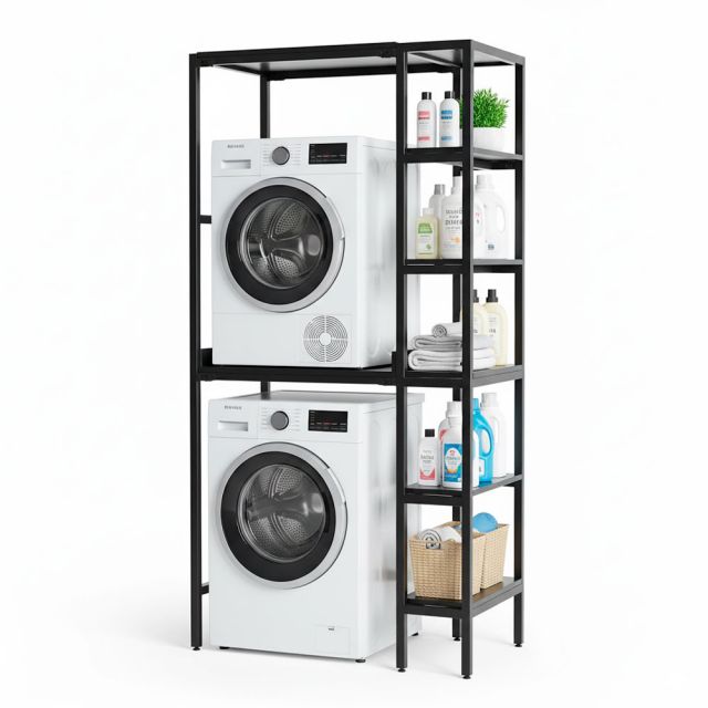 Kệ máy giặt máy sấy 100x61x205cm gỗ cao su KMG68031