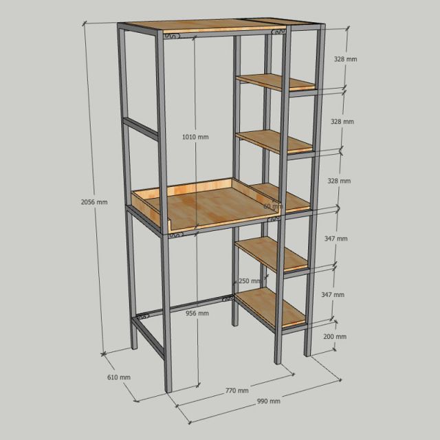 Kệ máy giặt máy sấy 100x61x205cm gỗ cao su KMG68031