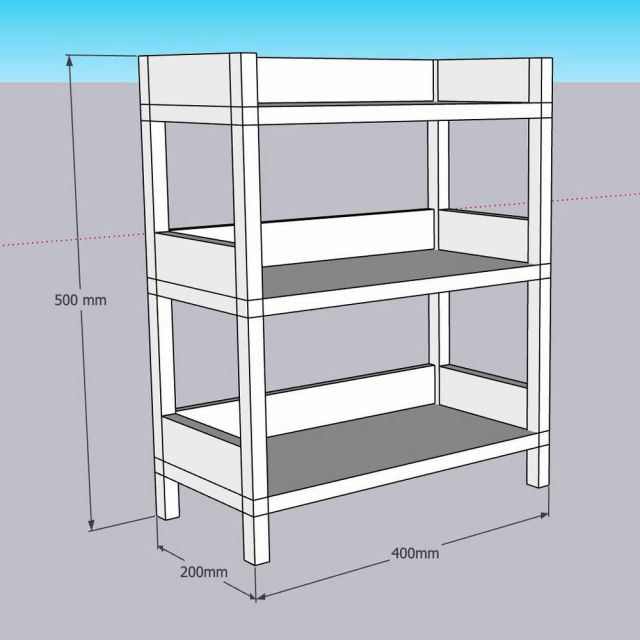 Kệ mỹ phẩm để bàn 40x20x50cm gỗ cao su KMPB002
