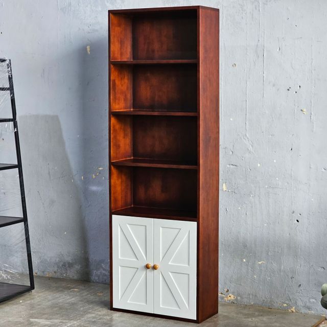 Kệ sách có ngăn tủ 60x26x180cm gỗ cao su KS68290