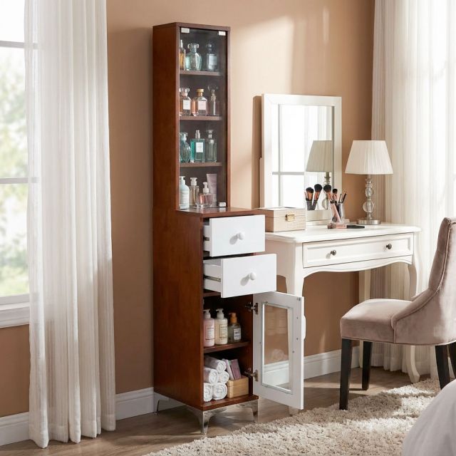 Tủ lưu trữ nước hoa TINY 30x40x170cm gỗ cao su TBTL002